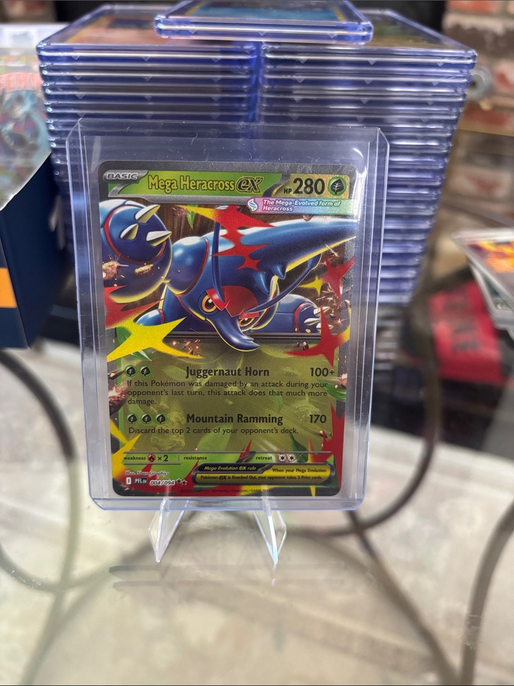 Mega Heracross EX Double Rare Pokemon Mega Evolution Phantasmal Flames 004/094